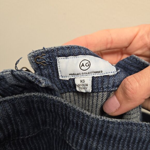 Adriano Goldschmied AG Denim Overalls Ribbed Jumpsuit Sz XS Chambray Calli - Picture 5 of 11